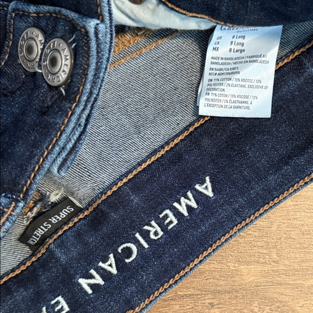 American Eagle Women's Dark Blue High Rise Flare Jeans - Picture 3 of 5